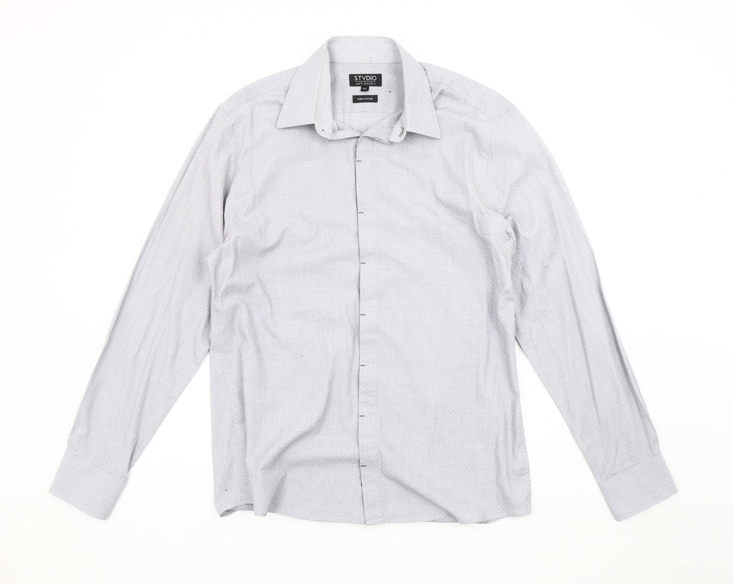 Jeff Banks Men's Grey Long Sleeve 15.5 Shirt