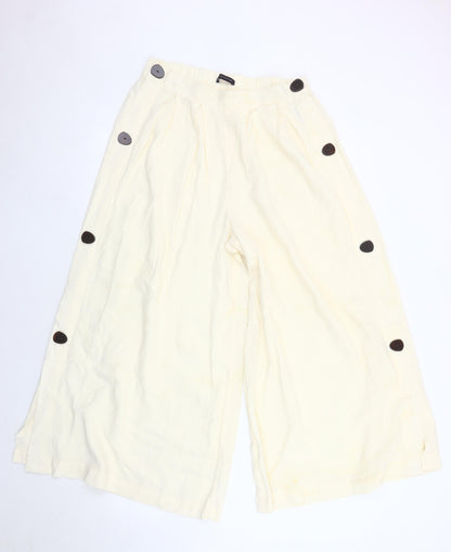 Womens UK Size 10 Marks and Spencer Relaxed Fit Casual Ivory Trousers