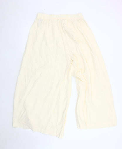 Womens UK Size 10 Marks and Spencer Relaxed Fit Casual Ivory Trousers