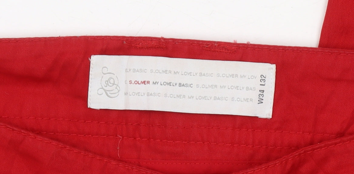 S.Oliver Men's Red Chino Trousers L