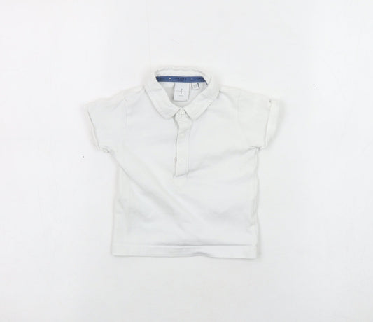 Front view of Jasper Conran unisex white polo shirt 9-12 months, cotton