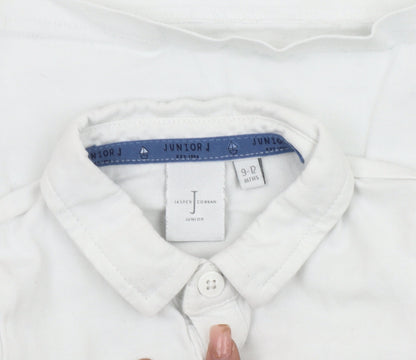Jasper Conran Unisex White Polo Shirt 9-12 Months, Cotton