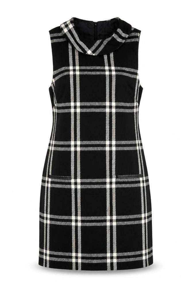 Next Women's Black Check Shift Dress, Size 12 - Elegant Style