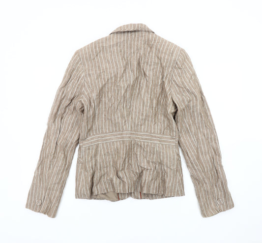 Next Women Brown Striped Suit Jacket, Size 10