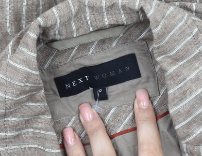 Next Women Brown Striped Suit Jacket, Size 10