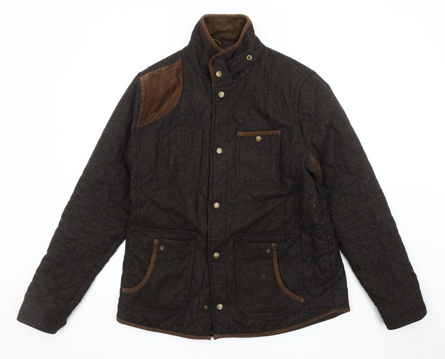 Mens UK Size L Red Herring Brown Quilted Coat