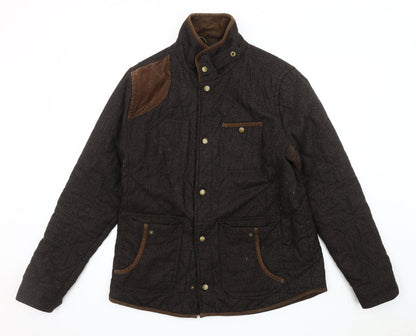 Mens UK Size L Red Herring Brown Quilted Coat