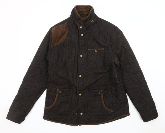 Mens UK Size L Red Herring Brown Quilted Coat