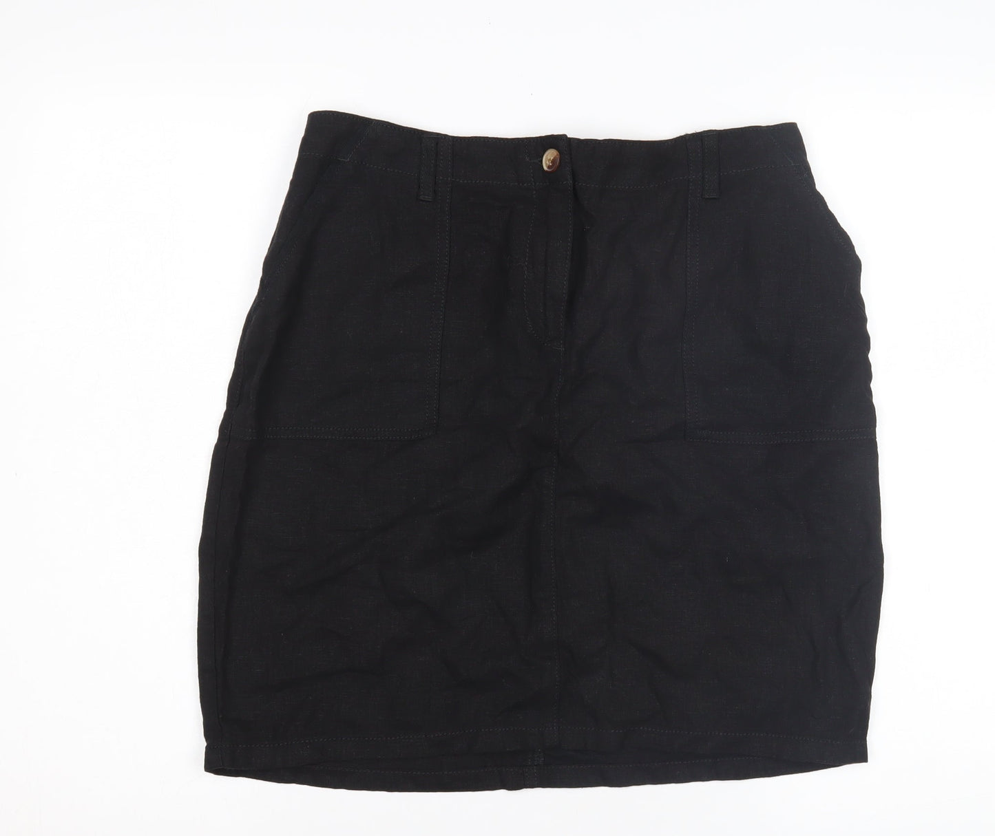 Next Women's Black Linen Pencil Skirt Size 14