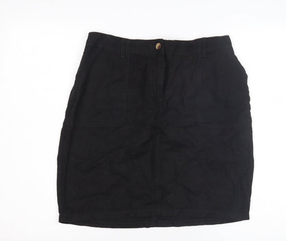 Next Women's Black Linen Pencil Skirt Size 14
