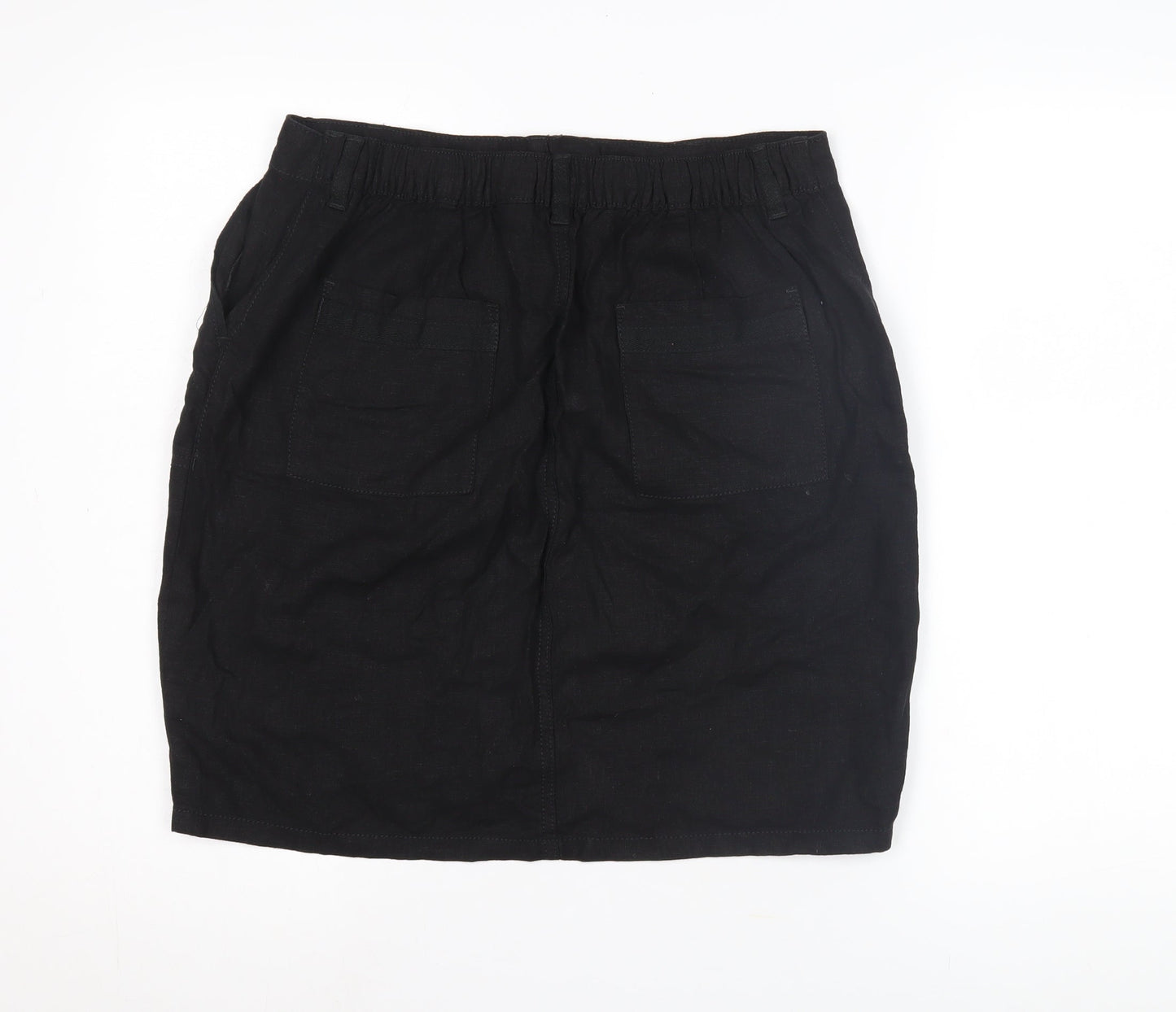 Next Women's Black Linen Pencil Skirt Size 14