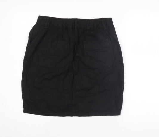 Next Women's Black Linen Pencil Skirt Size 14