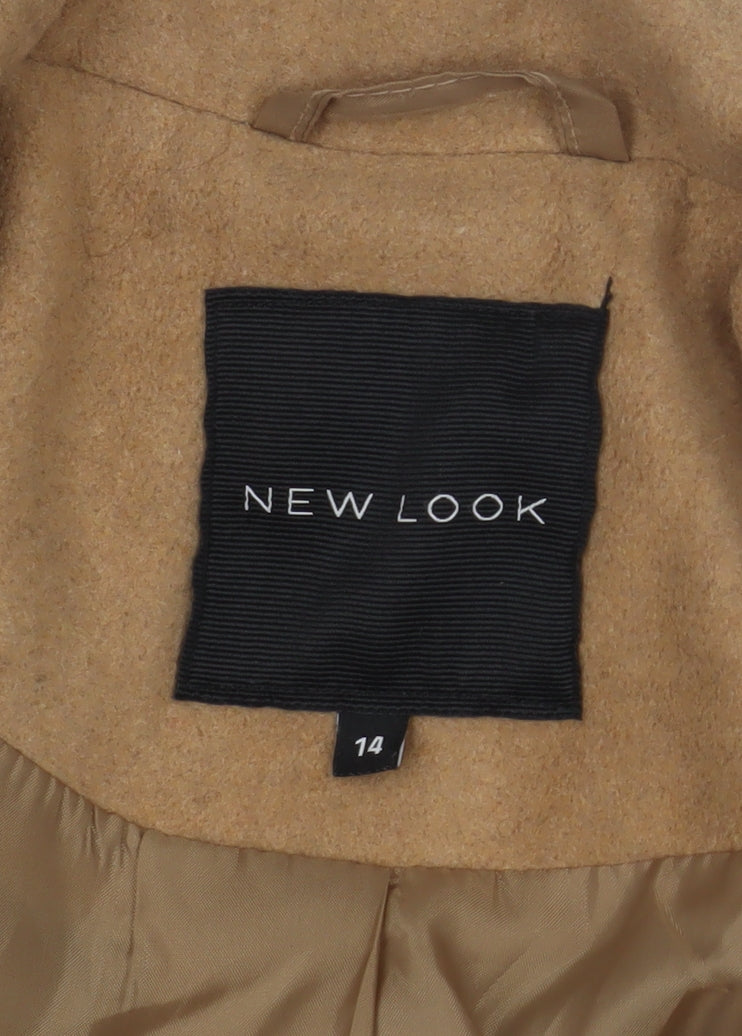 New Look Women's Beige Wool Overcoat Size 14