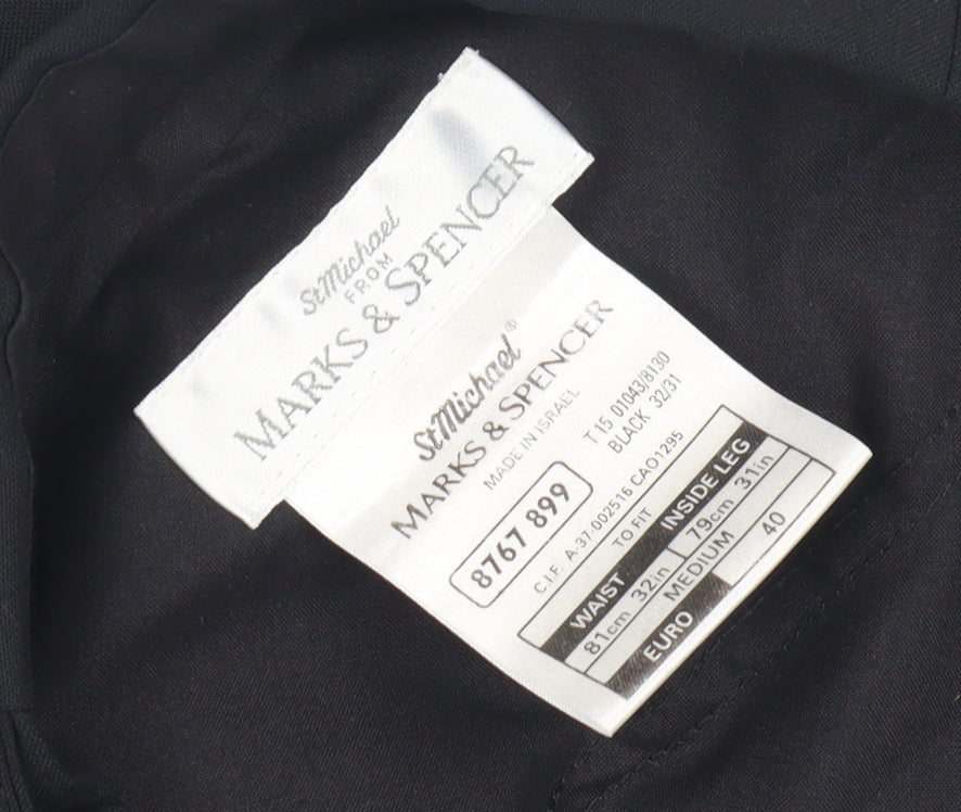 Marks & Spencer Men's Black Pleated Trousers M