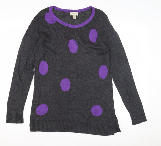 LOFT Women's Grey Polka Dot Pullover Jumper M