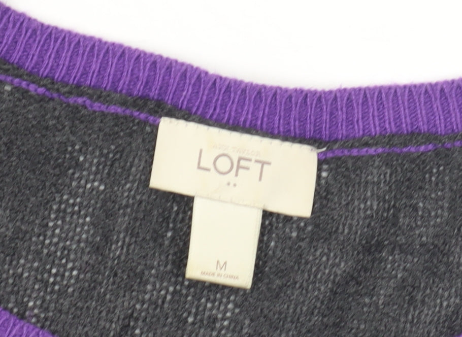 LOFT Women's Grey Polka Dot Pullover Jumper M