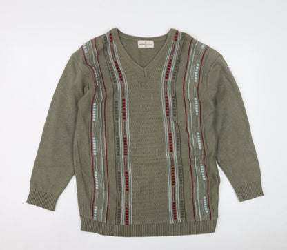 Carabou Menswear Green V-Neck Pullover Jumper M