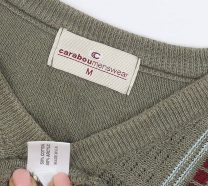 Carabou Menswear Green V-Neck Pullover Jumper M