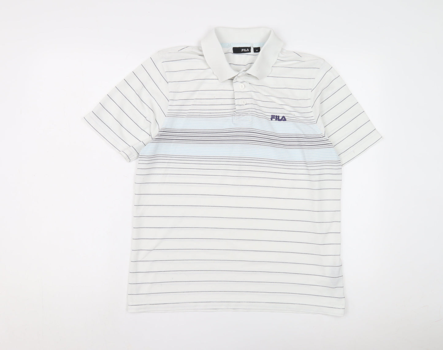 Fila Men's White Striped Polo Shirt Medium