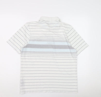 Fila Men's White Striped Polo Shirt Medium