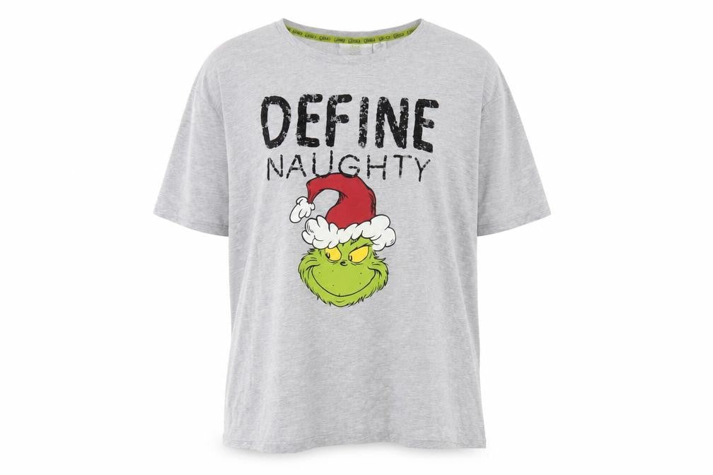 Front view of The Grinch Christmas Grey XL T-Shirt unisex adults