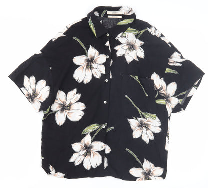 Unisex Adults UK Size S Pull&Bear Black Basic Button-Up