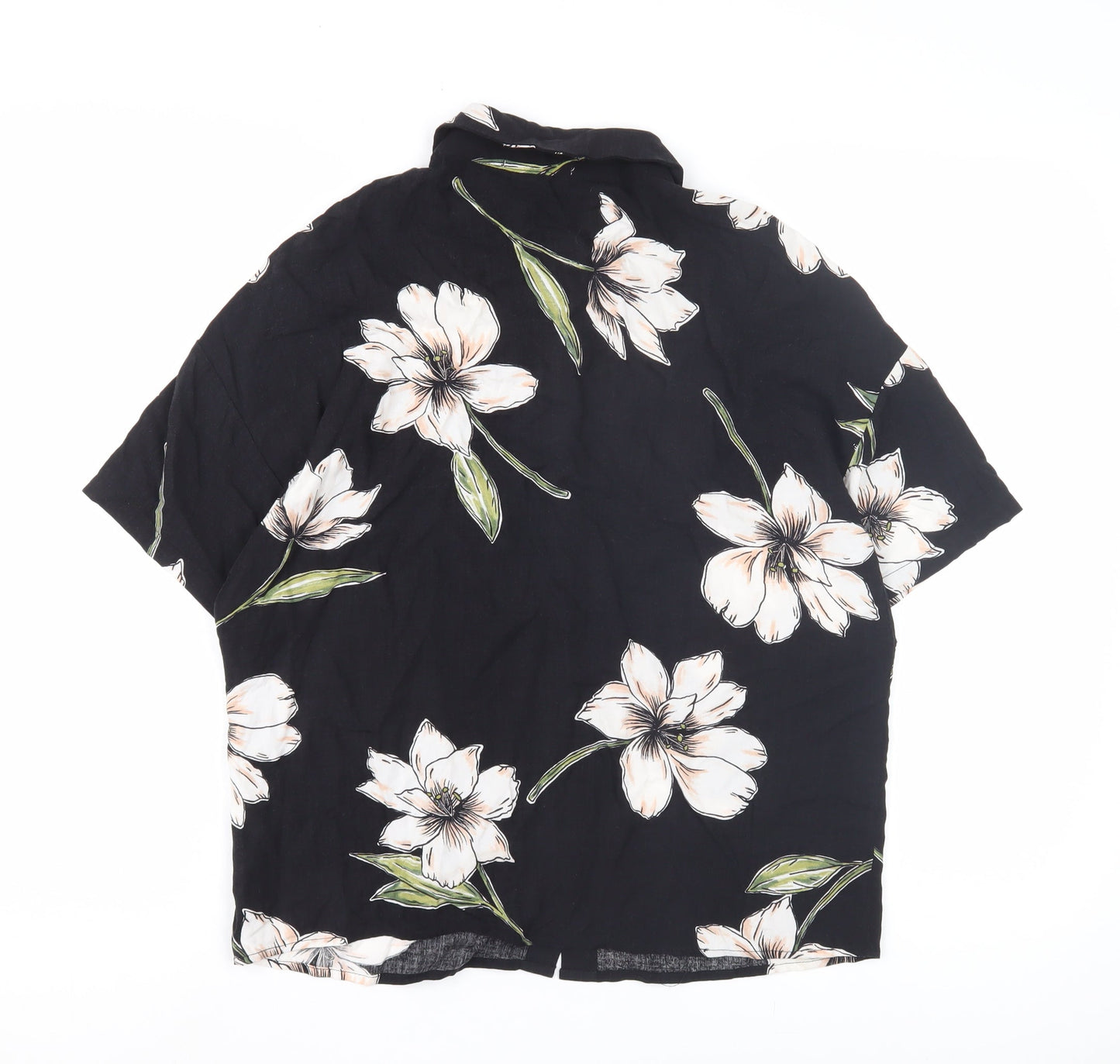 Unisex Adults UK Size S Pull&Bear Black Basic Button-Up