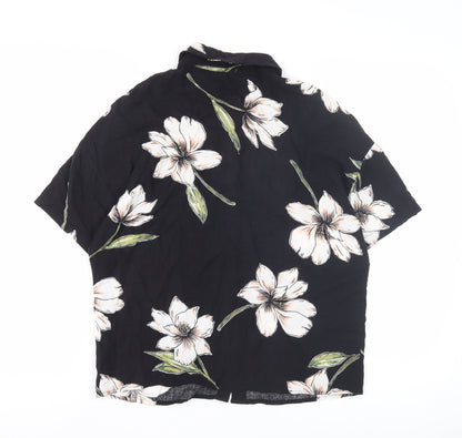 Unisex Adults UK Size S Pull&Bear Black Basic Button-Up