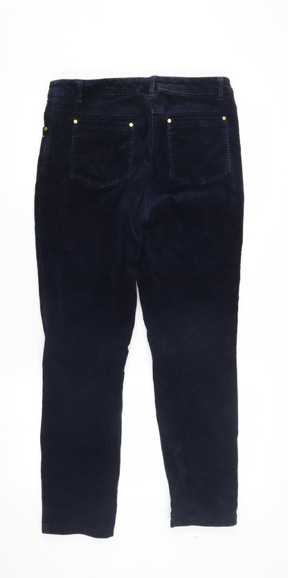 WoolOvers Women's Blue Trousers Size 12 Cotton Blend