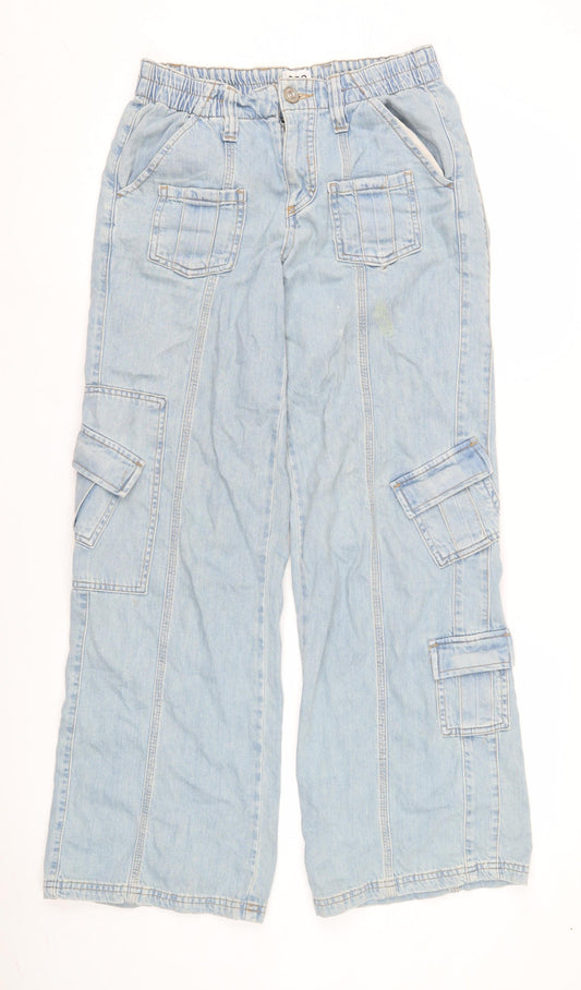 BDG Women's Blue Wide-Leg Cargo Jeans XS