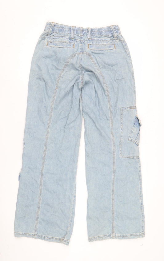 BDG Women's Blue Wide-Leg Cargo Jeans XS