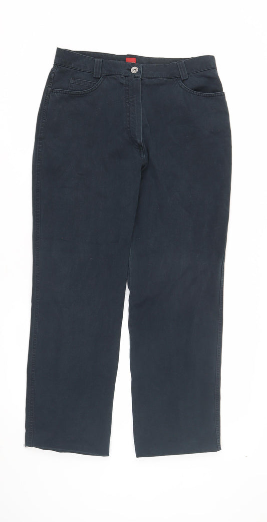 Olsen Women's Blue Straight Trousers Size 14