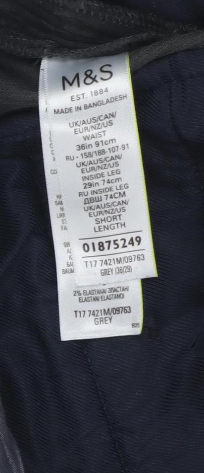 Marks and Spencer Men's Grey Corduroy Trousers 36 in