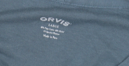 Orvis Women's Blue V-Neck 3/4 Sleeve Top Size L