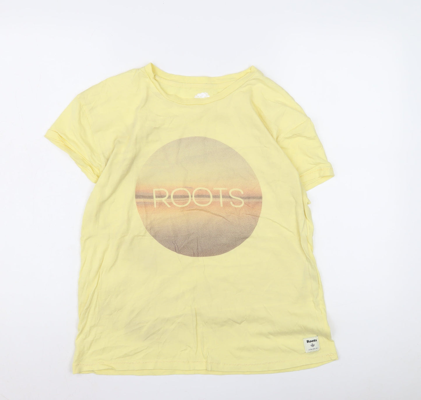 Roots Women's Yellow Medium Basic Cotton T-Shirt