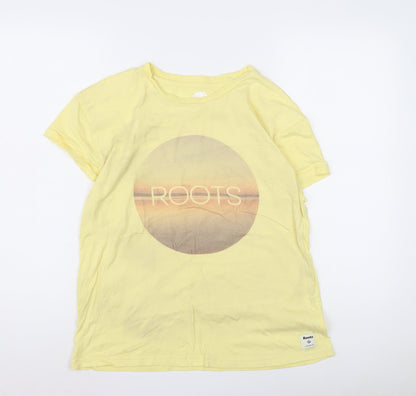 Roots Women's Yellow Medium Basic Cotton T-Shirt