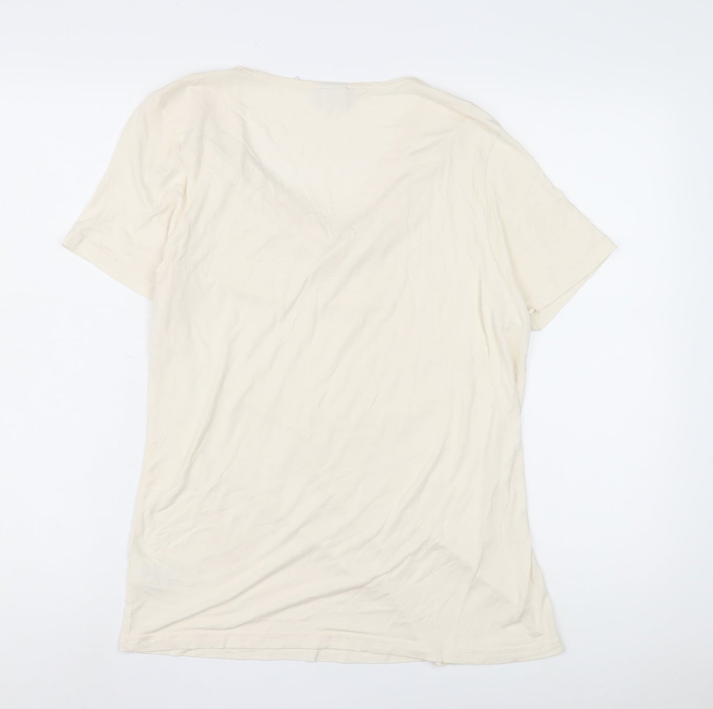 Cotton Traders Women's Ivory Cowl Neck T-Shirt M