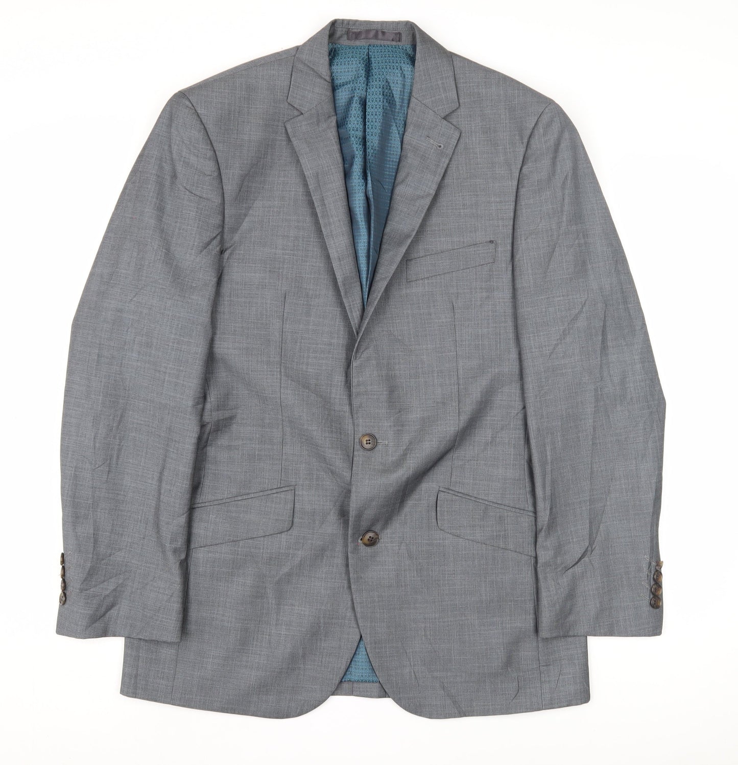 Greenwoods Men's Grey Single-Breasted Blazer, Size 38