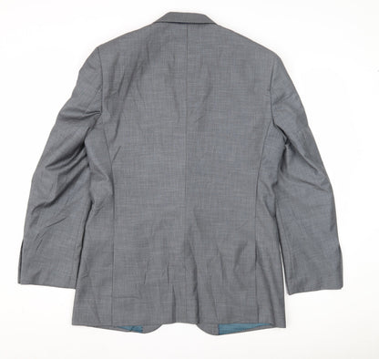 Greenwoods Men's Grey Single-Breasted Blazer, Size 38