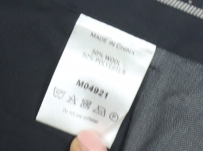 Next Men's Grey Dress Pants 34S Pleated Check Formal