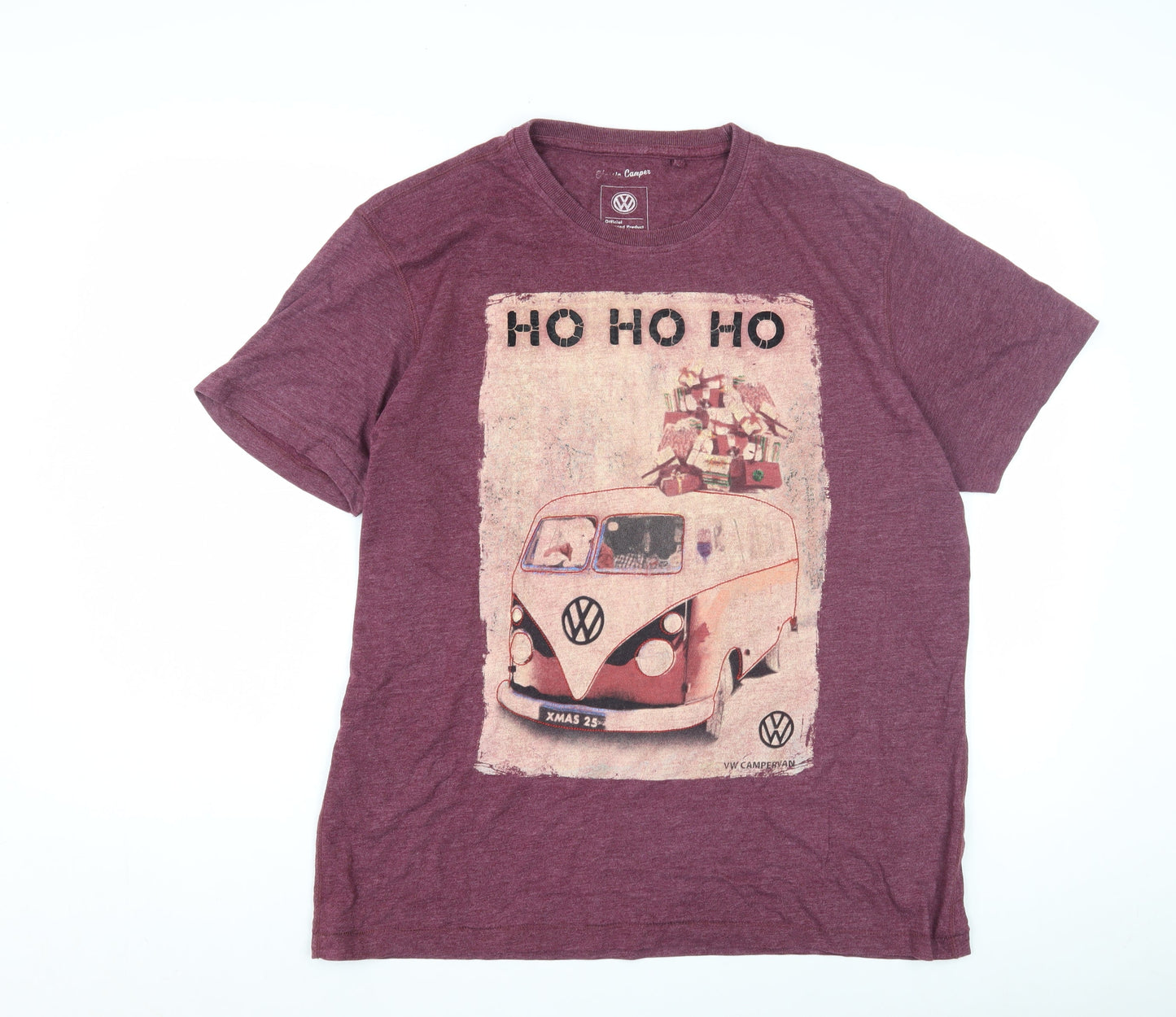 George Men's Purple Christmas T-Shirt, L, Graphic Print