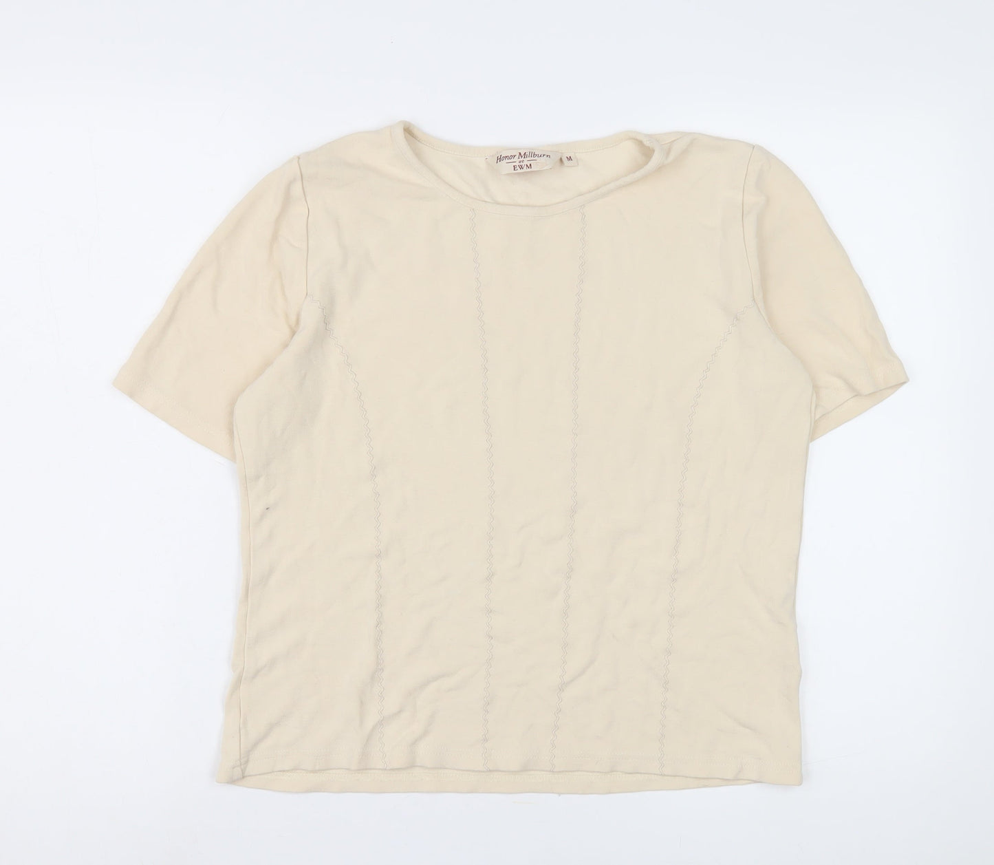 Womens UK Size M Honor Millburn Beige Basic T-Shirt