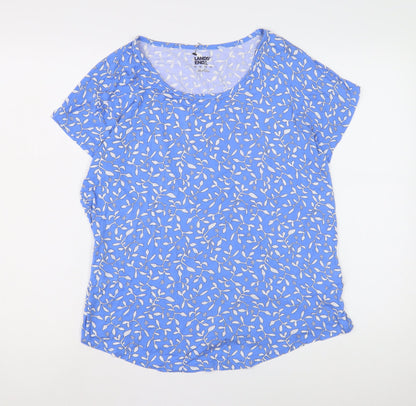 Lands' End Women's Blue Floral T-Shirt, Size M, Casual Style