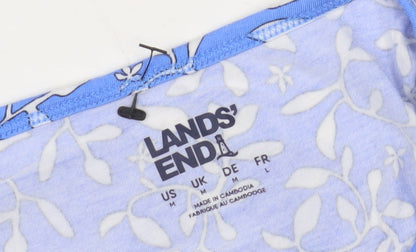 Lands' End Women's Blue Floral T-Shirt, Size M, Casual Style