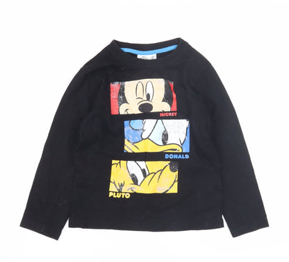 Disney Boys Black Mickey Mouse T-Shirt, 5 Years, Long Sleeve
