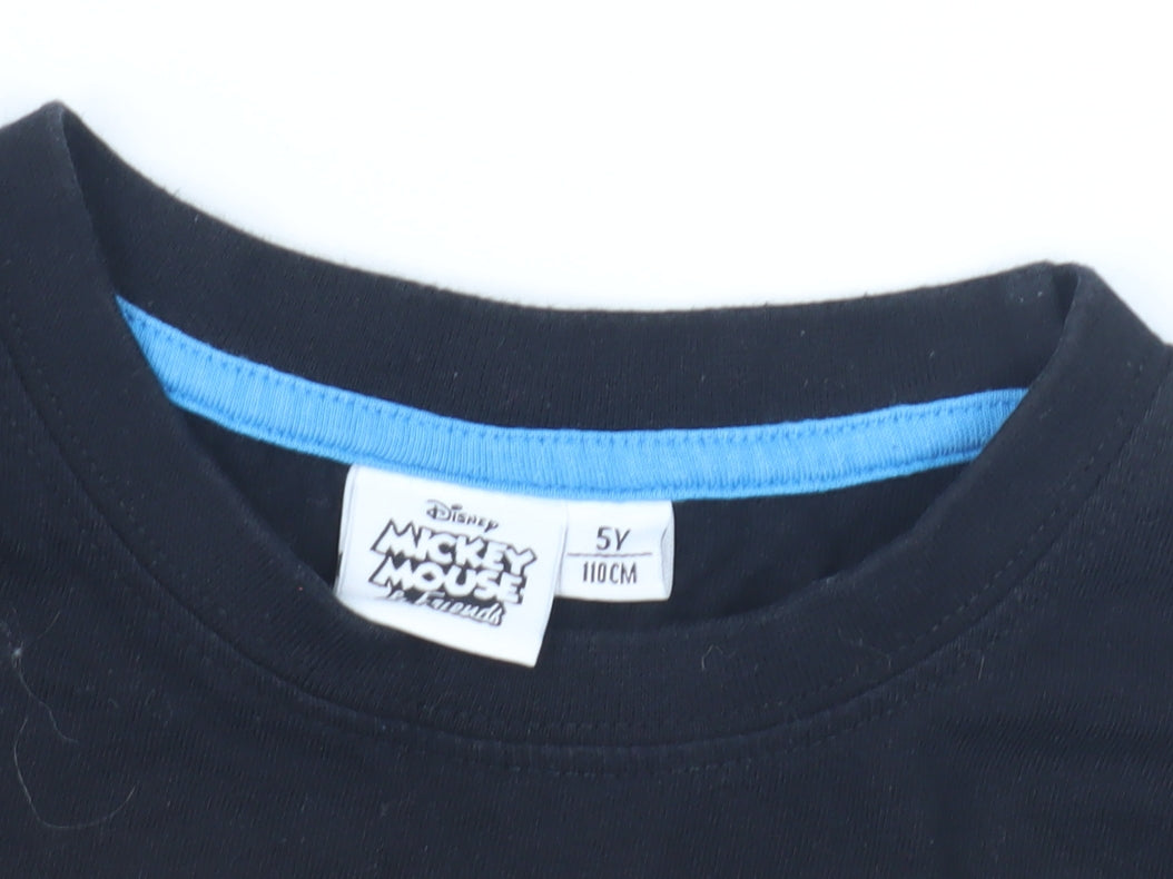 Disney Boys Black Mickey Mouse T-Shirt, 5 Years, Long Sleeve