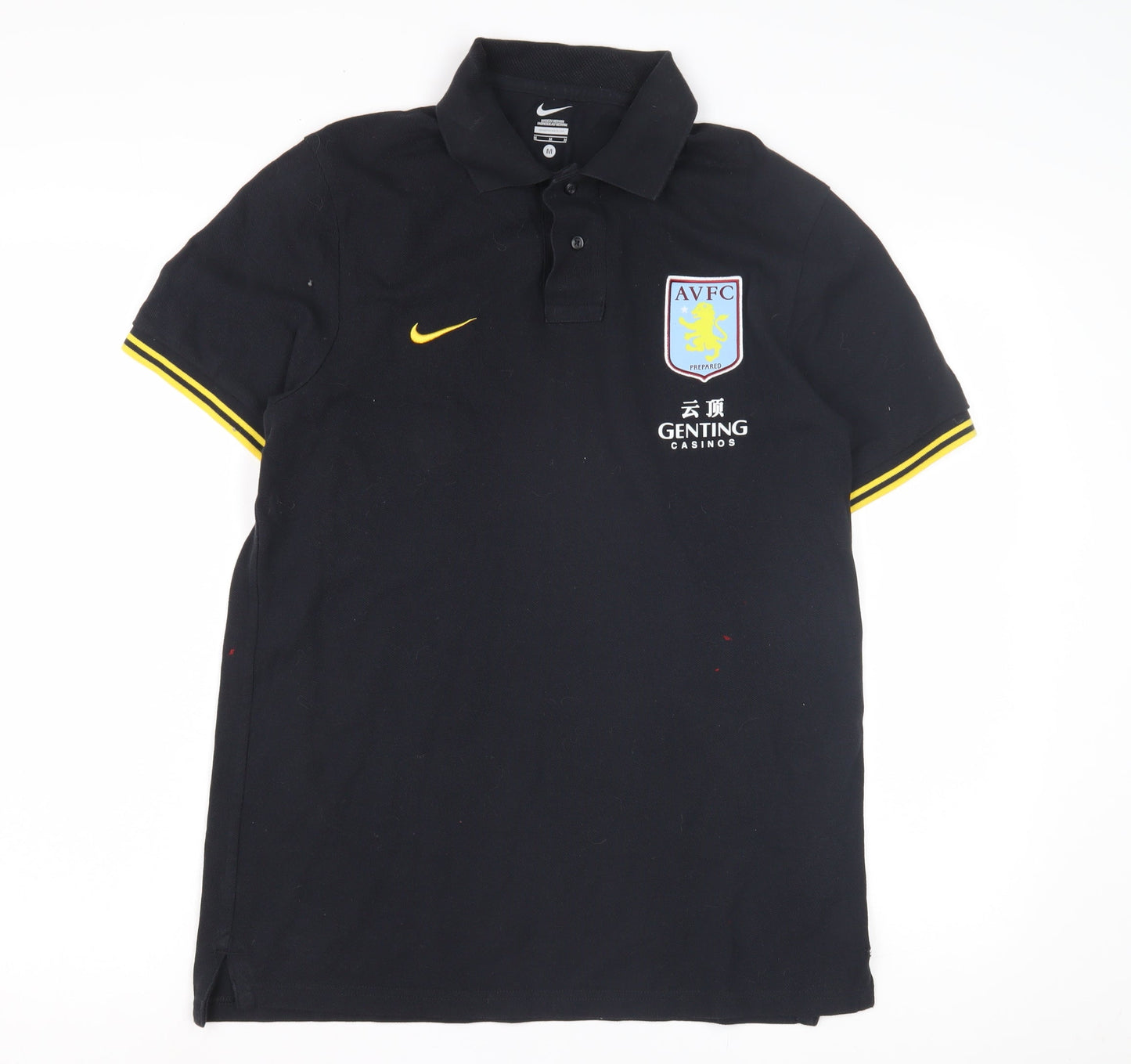 Nike Men's Black Polo Shirt - Medium, Football Theme