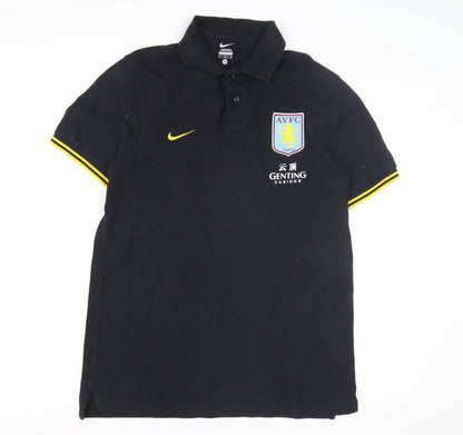 Nike Men's Black Polo Shirt - Medium, Football Theme