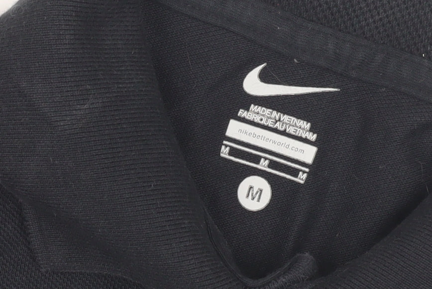 Nike Men's Black Polo Shirt - Medium, Football Theme