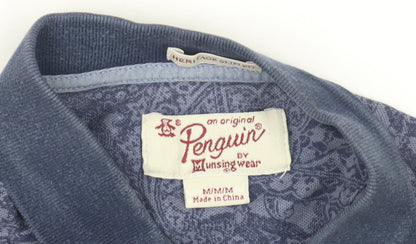 Penguin Men's Blue Paisley Polo Shirt Medium